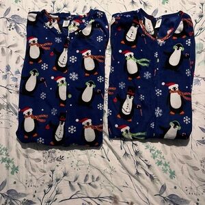 Penguin Print Pajamas Set - Blue